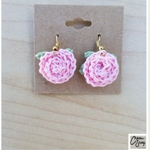 Pink Rose Earrings
